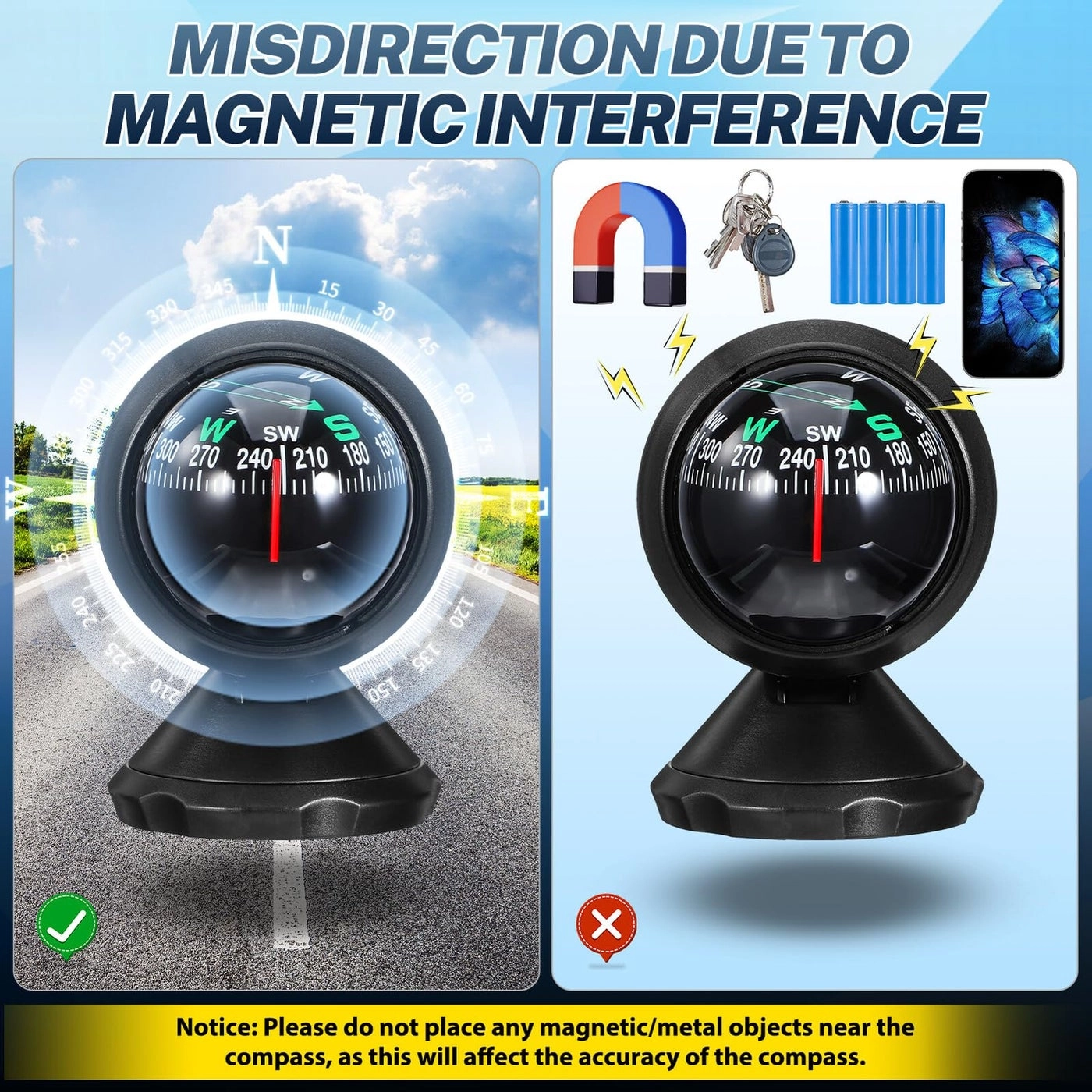 Compasses - Car Dashboard Adhesive Mount ZGUU02CO1093JW2GEU