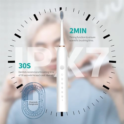 Sonic Electric Toothbrush - USB Rechargeable 4 Brush Heads 6 Cleaning Modes