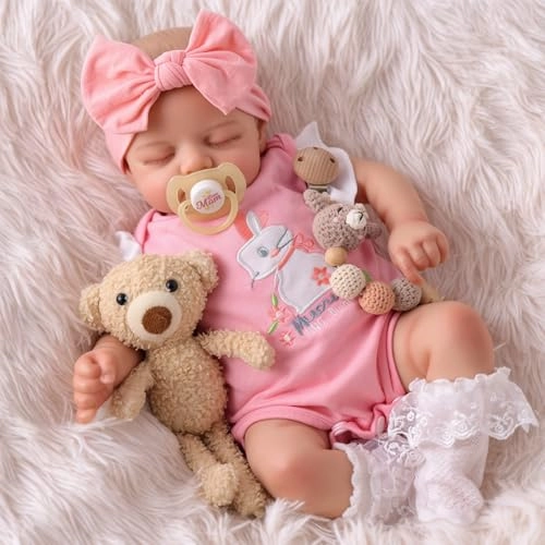 Reborn Baby Doll - 17-Inch Soft Cloth Body Sleeping Ages 3+