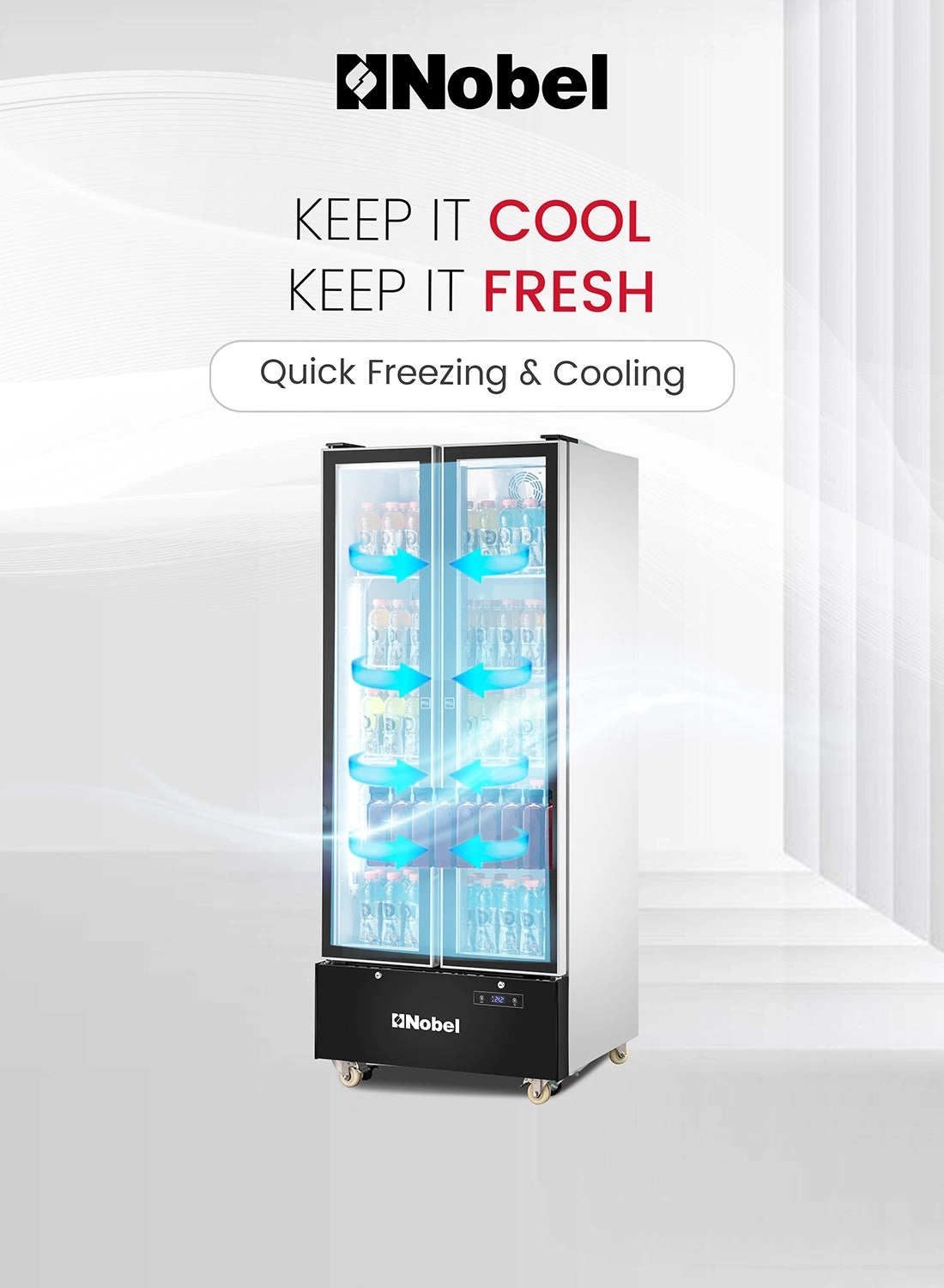 Double Door Upright Chiller - 560L 0°C-10°C