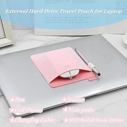 Portable Hard Drive Sleeve - Pink Bag Reusable adhesive