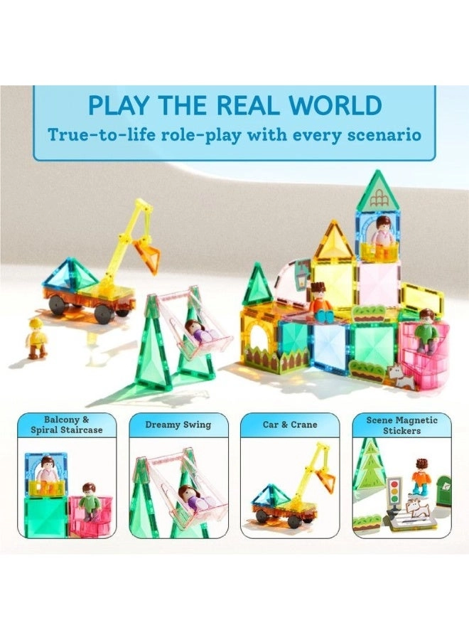 Colorful Magnetic Tiles - 32 pcs Family Time