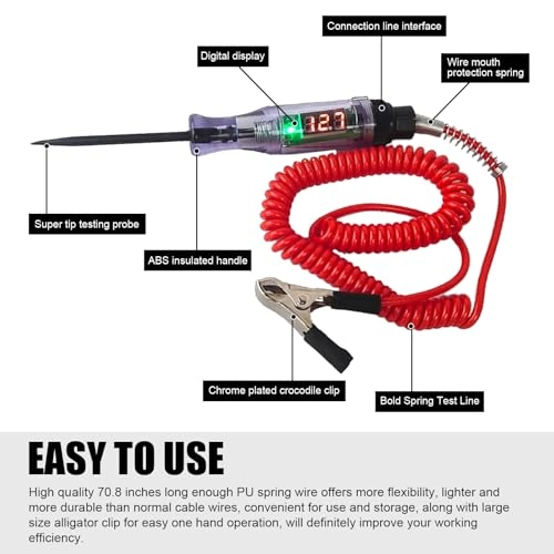 Digital LED Circuit Tester - DC 3V/6V/12V/24V alligator clip