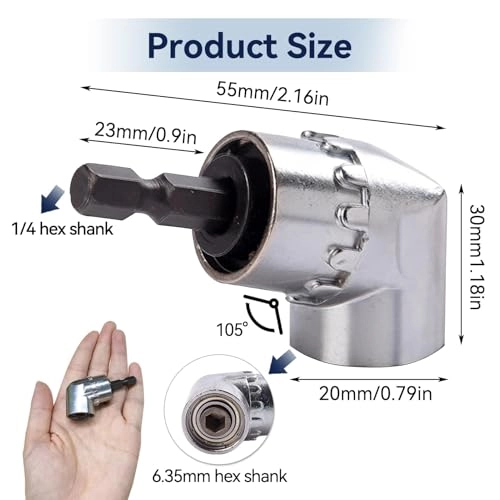 Right Angle Drill - 105° 1/4 inch hex shank