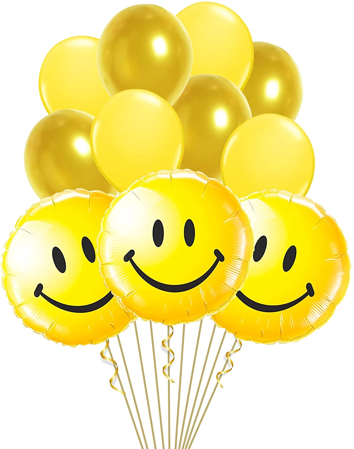 Party Time Trading LLC Smiley Foil Balloon and Latex Balloons Set - 11-Pieces World Smile Day Birthday