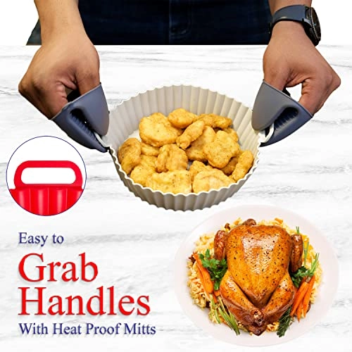 Air Fryer Silicone Liner - 2Pcs Silicone + Mitten - 1Pc + Magnetic Time Chart - 1Pc