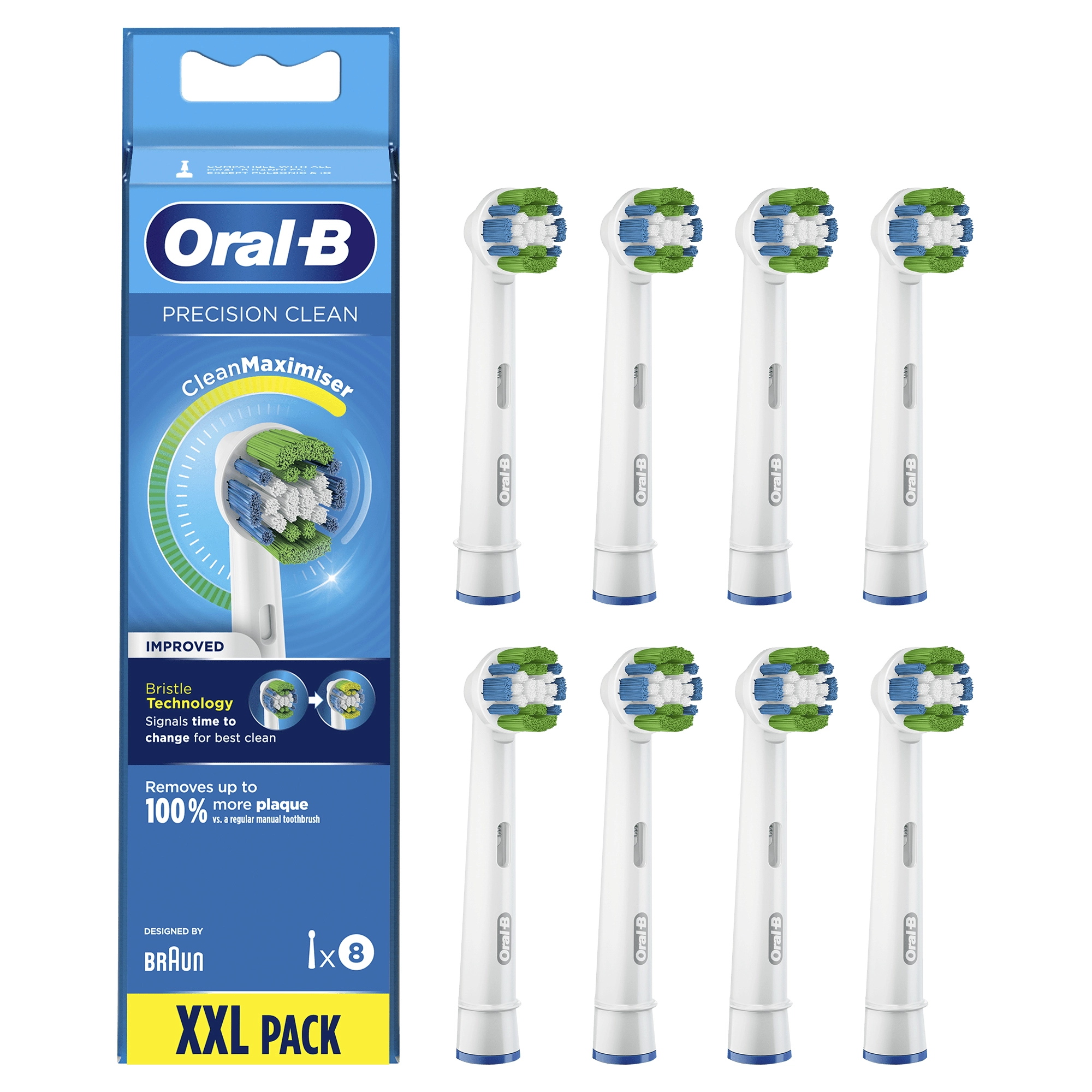 Precision Clean - Pack of 8 Toothbrush Heads White
