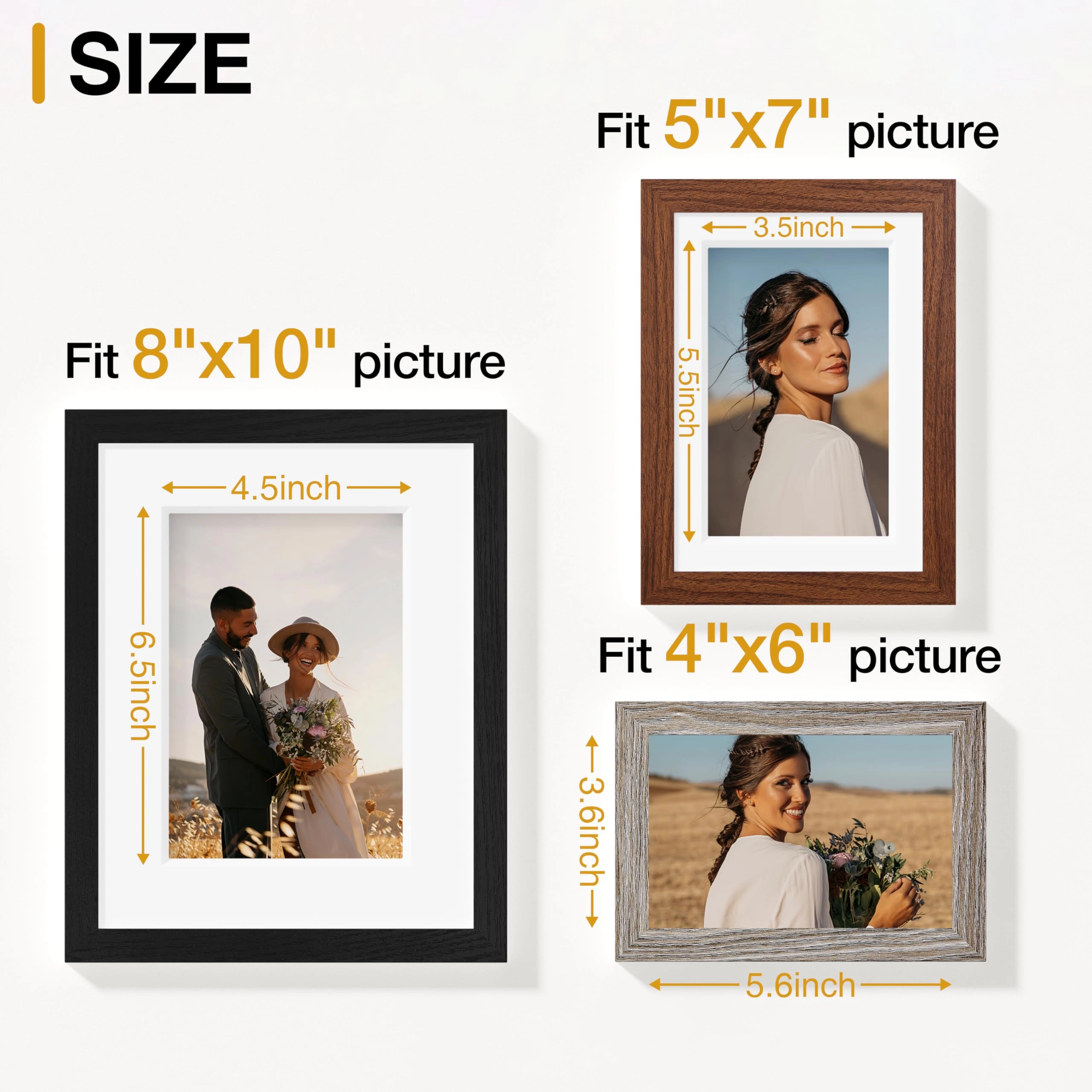 Picture Frames Set - 10 Pack Rustic Grey