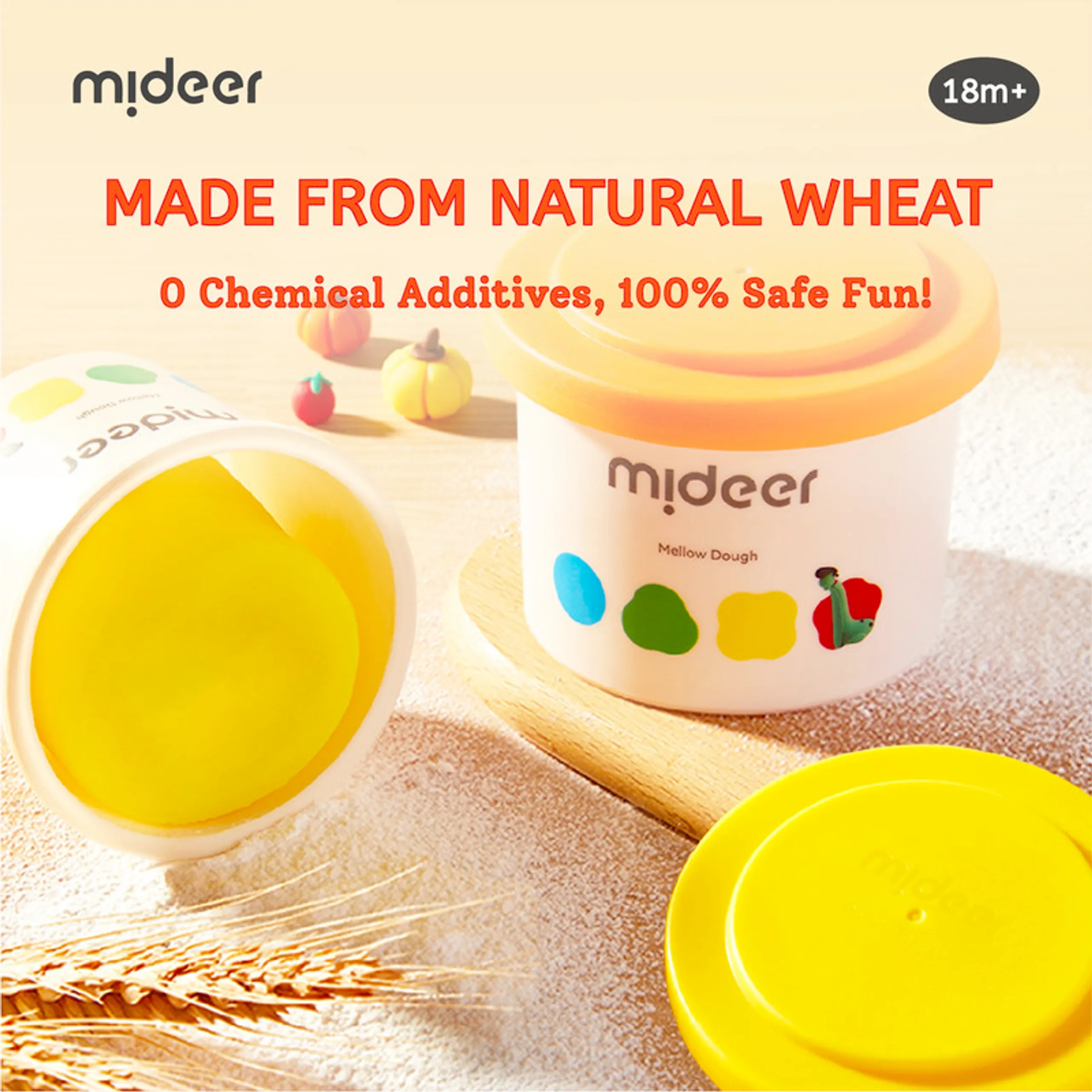 Mellow Dough Clay Set - natural wheat 400g 6pcs.