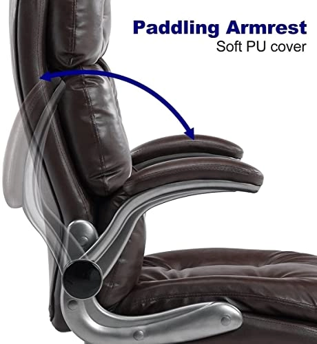 Desk Chair - PU Leather Brown High Back