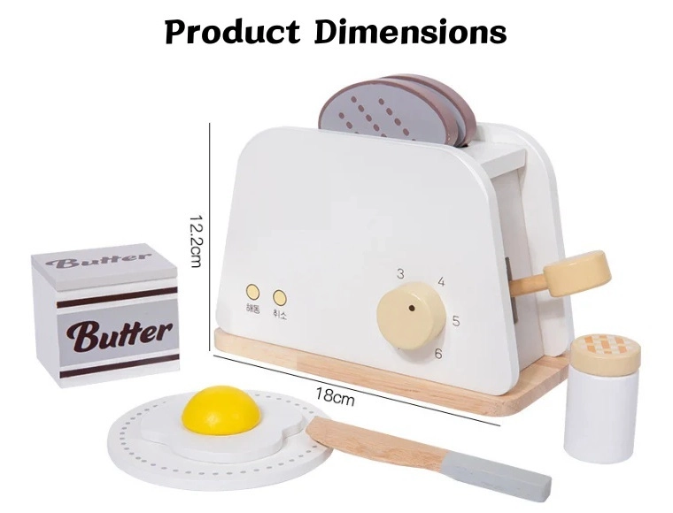 Kids Wooden Toaster Set - 5 pcs (5551007-TC8154)