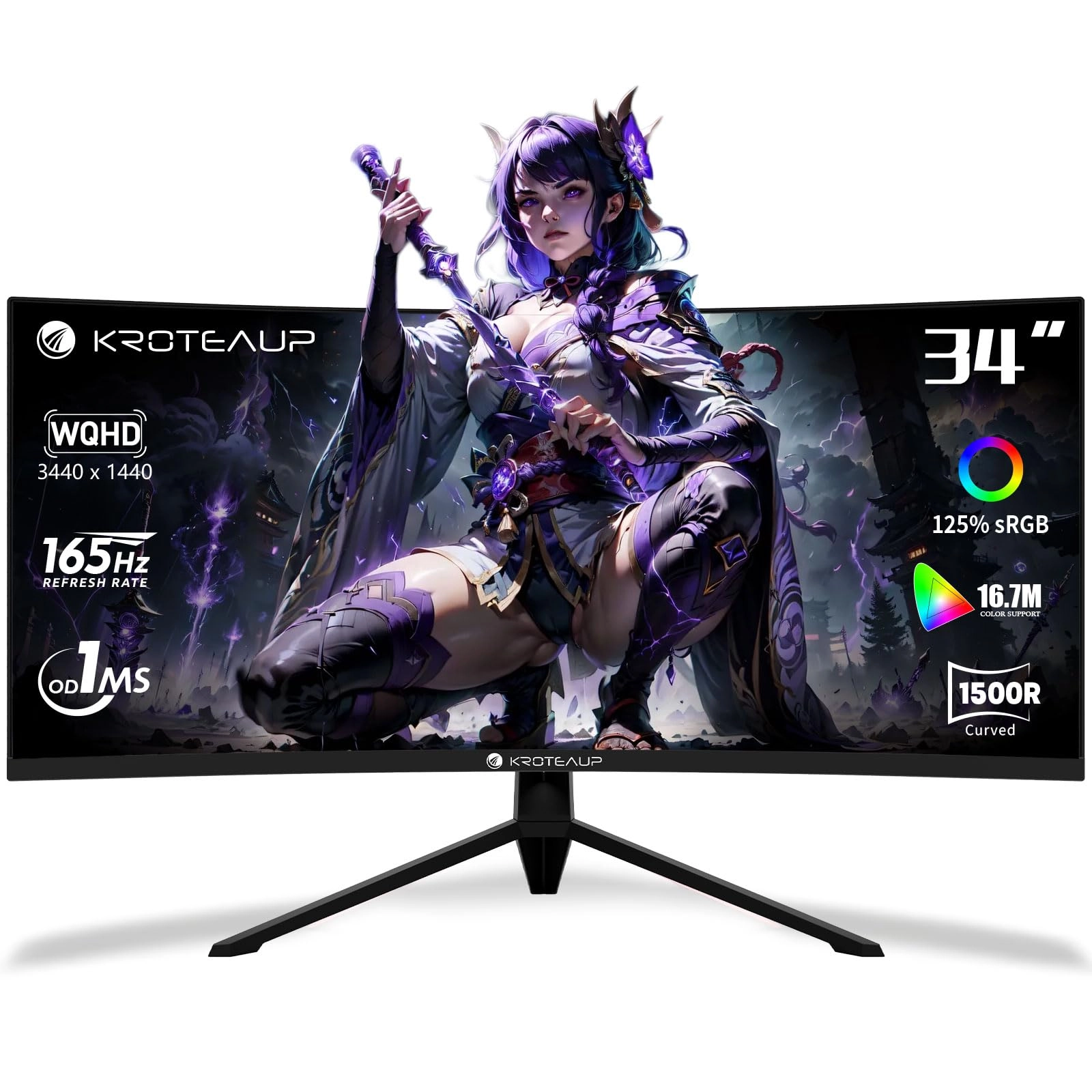 kroteaup Curved Gaming Monitor - KR-34 Inch pink Curved Monitor 34 Inches 3440x1440