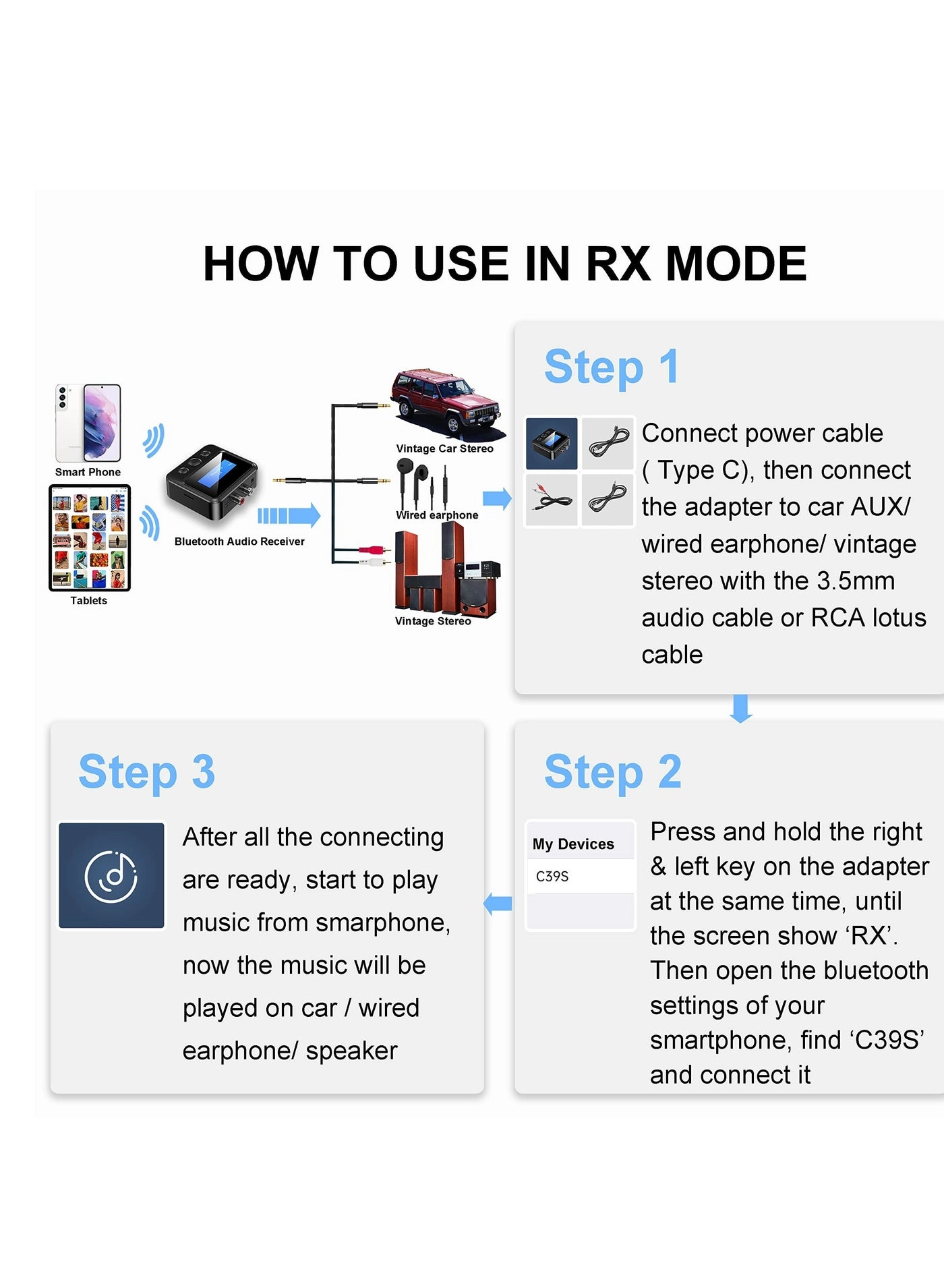 Bluetooth Transmitter & Receiver - Bluetooth 5.2 3.5mm AUX Built-in 250mAh Li-Polymer battery