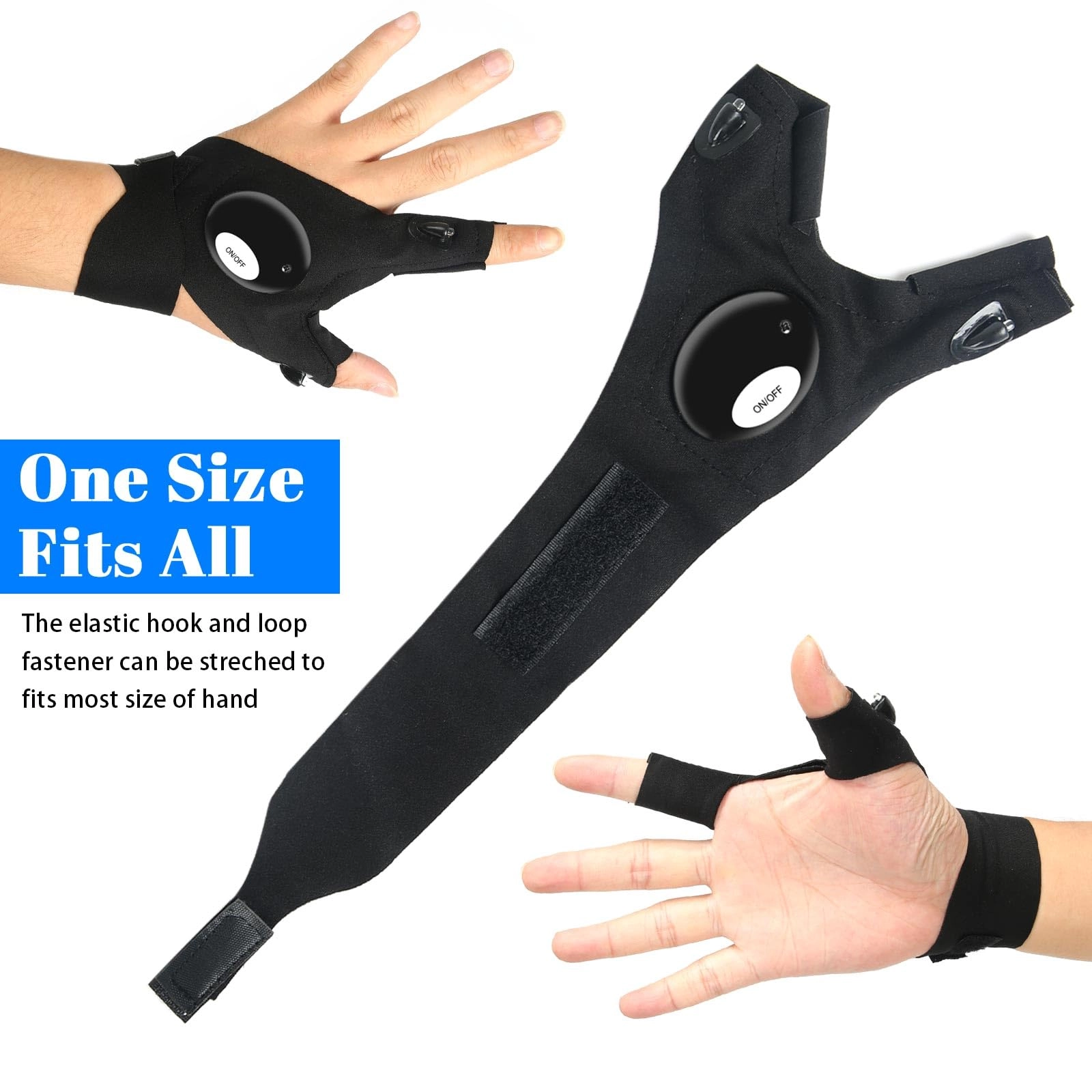 Flashlight Gloves - Black 50lm
