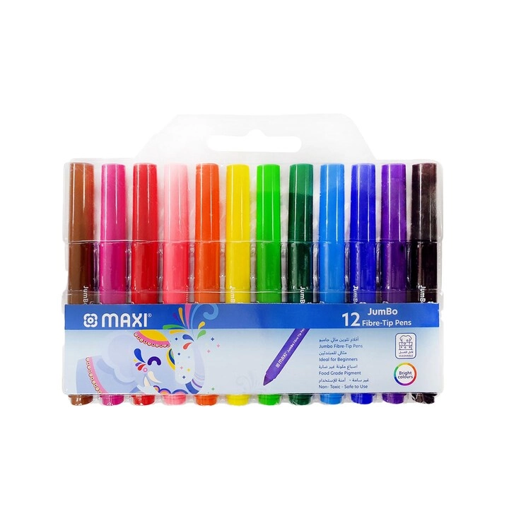 Maxi Jumbo Fiber-Tip Pens - 12 PCS