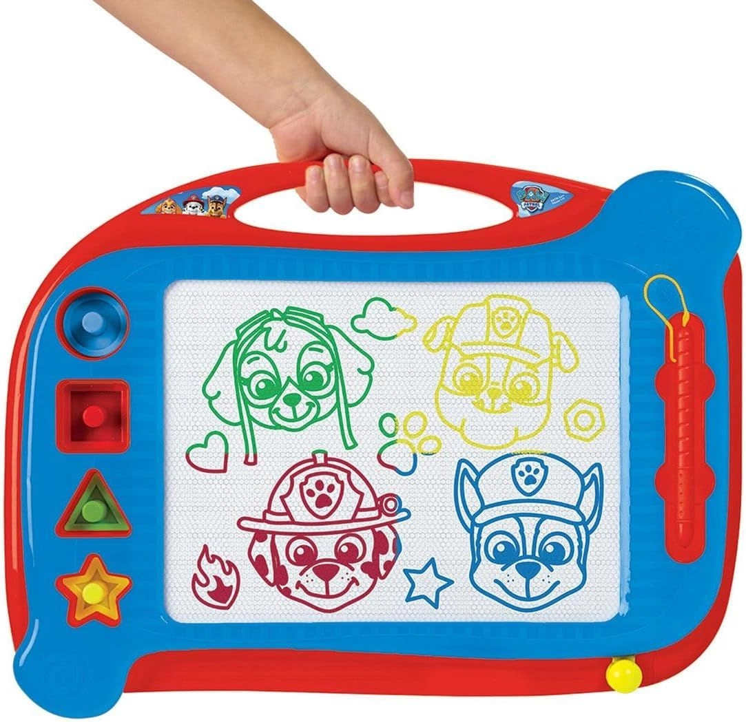 Nick Junior Paw Patrol Colour Doodle Drawing Board - 1 PAW Patrol color doodle board, 4 shape stampers, 1 pen attached magnetic pen and removable magnetic shapes