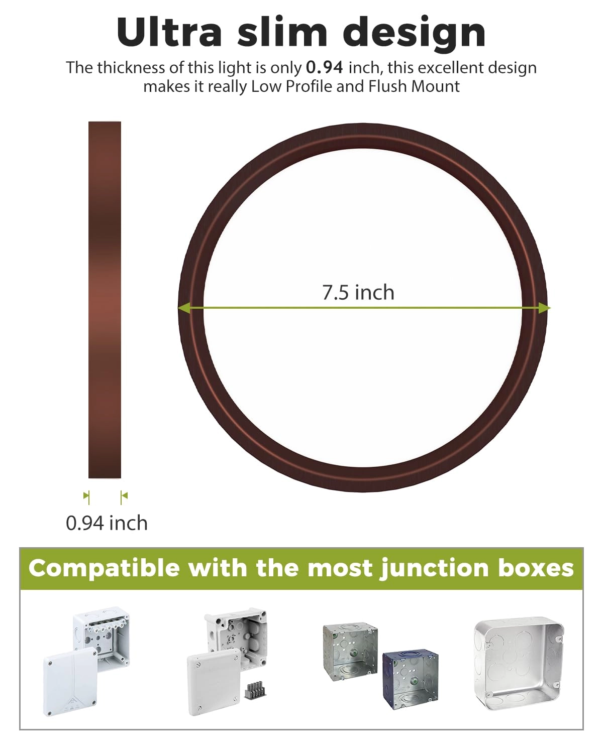 Flush Mount LED Ceiling Light - 3000K 4500K 6000K Dimmable