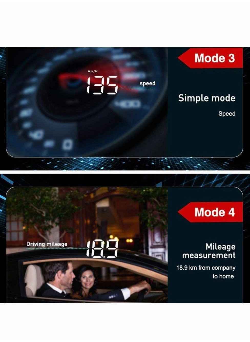 HUD Head-up Display - Multifunctional Overspeed Warning System OBD II