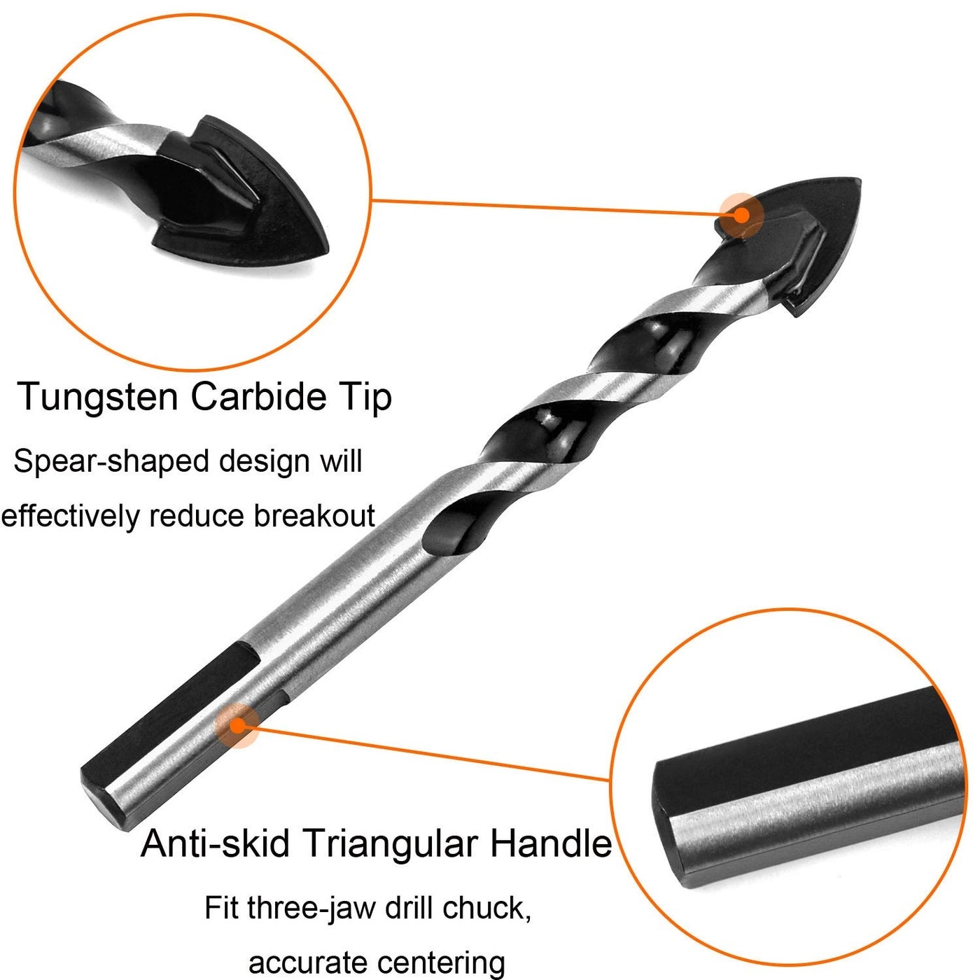 Multi Material Drill Bit Set - tungsten carbide 8 Pcs 3mm 4mm 5mm 6mm 8mm 10mm 14mm 16mm