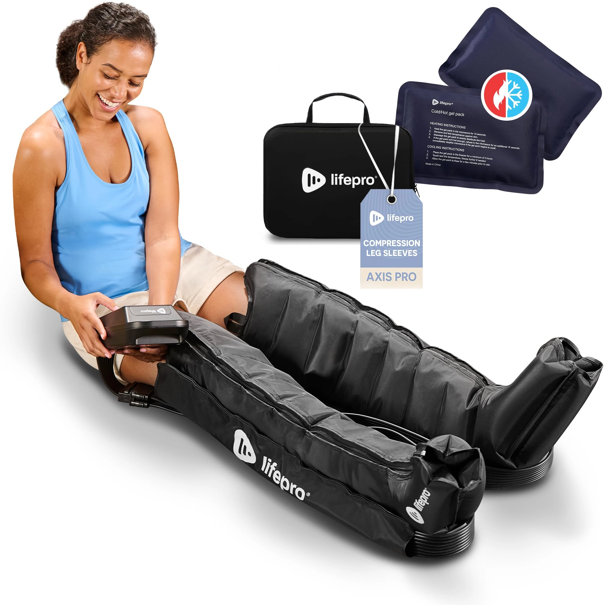 LifePro Air Sequential Leg Compression Massager Boots - FSA/HSA Approved 8 compression chambers 5 massage modes