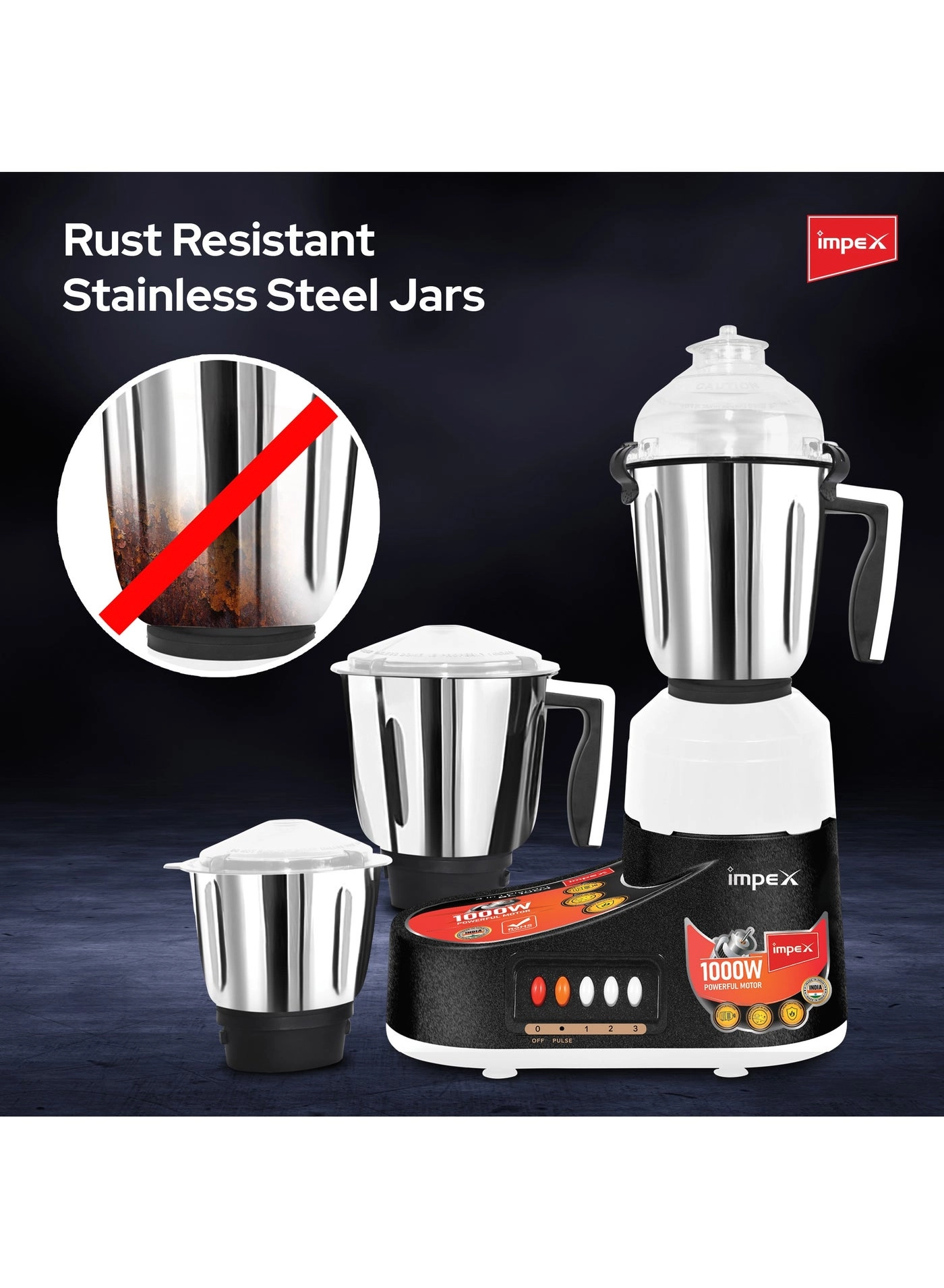 4-in-1 Mixer Grinder - 1.5L 1000W