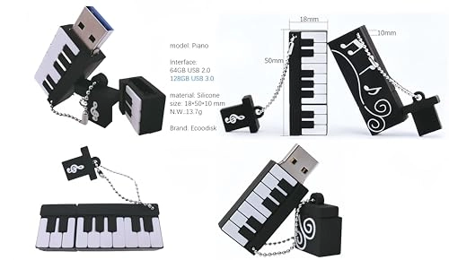Novelty Cartoon Piano Flash Drive - USB 3.0 64GB