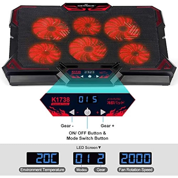 LAPTOP COOLING PAD - 12-17 INCH 6 QUIET FANS