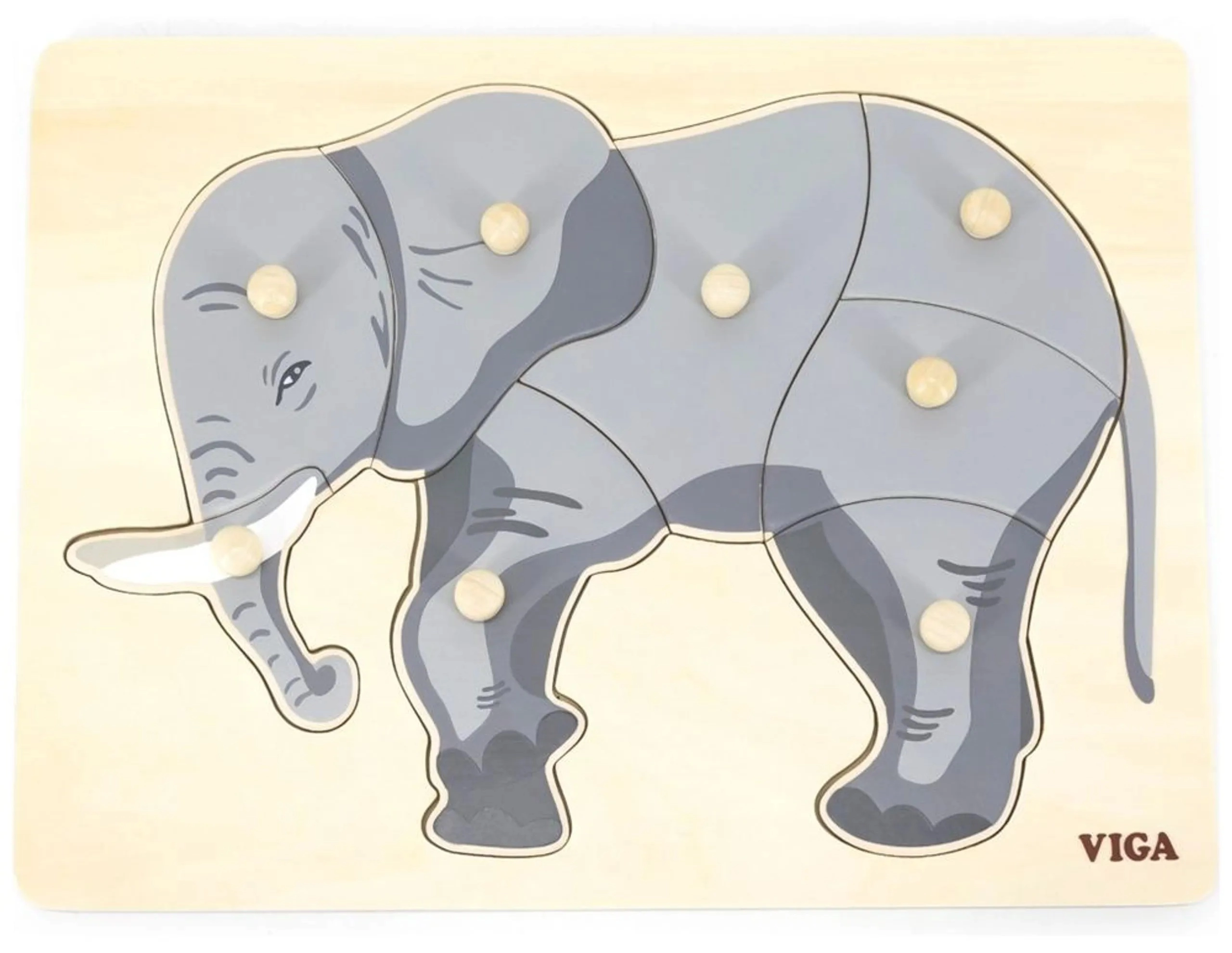 VIGA Wooden Puzzle Elephant - 3+ 9 pieces