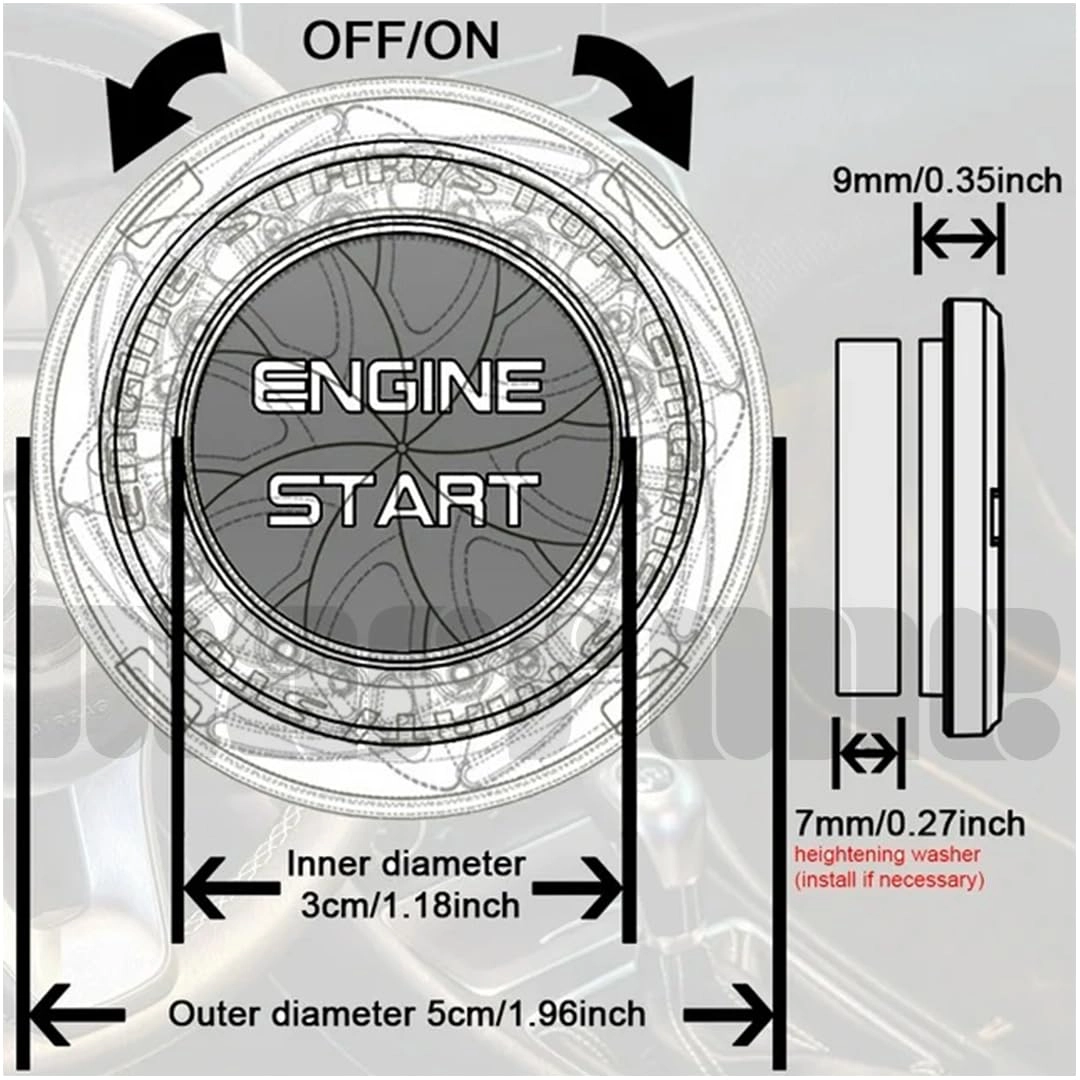 Push to Start Ignition Button Cover - Black Medium