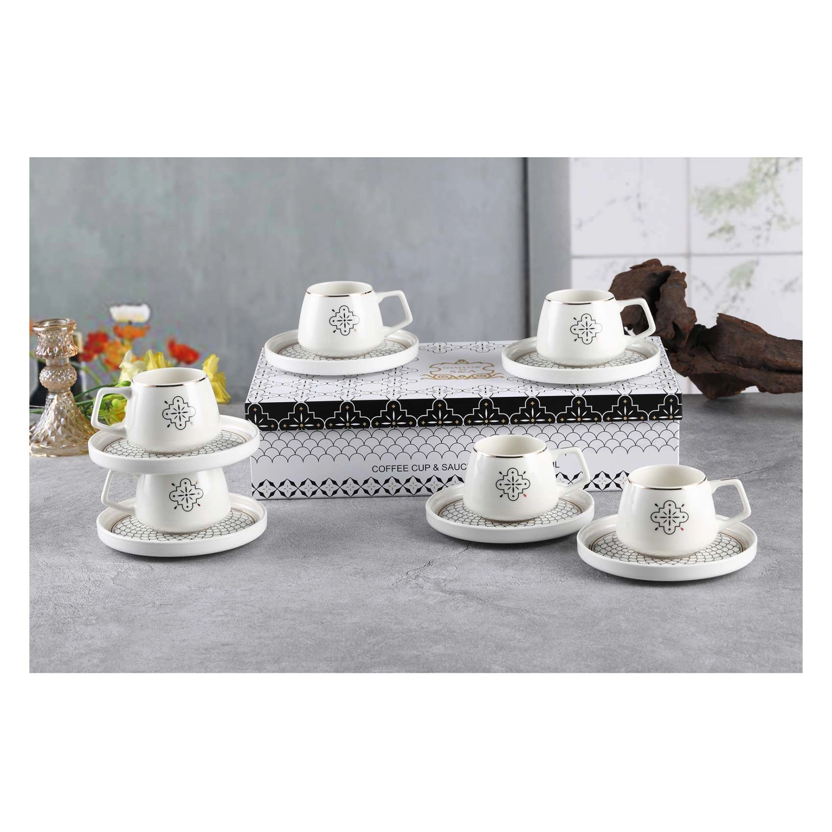 Mona Coffee Cup and Saucer Set - 12 pcs - 100 ml