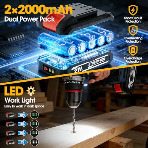 Cordless Drill Set - 2.0Ah 21V