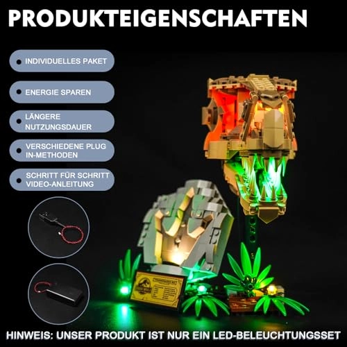 LED Light Set for LEGO Dinosaur Fossils: T. rex Skull 76964 - Copper
