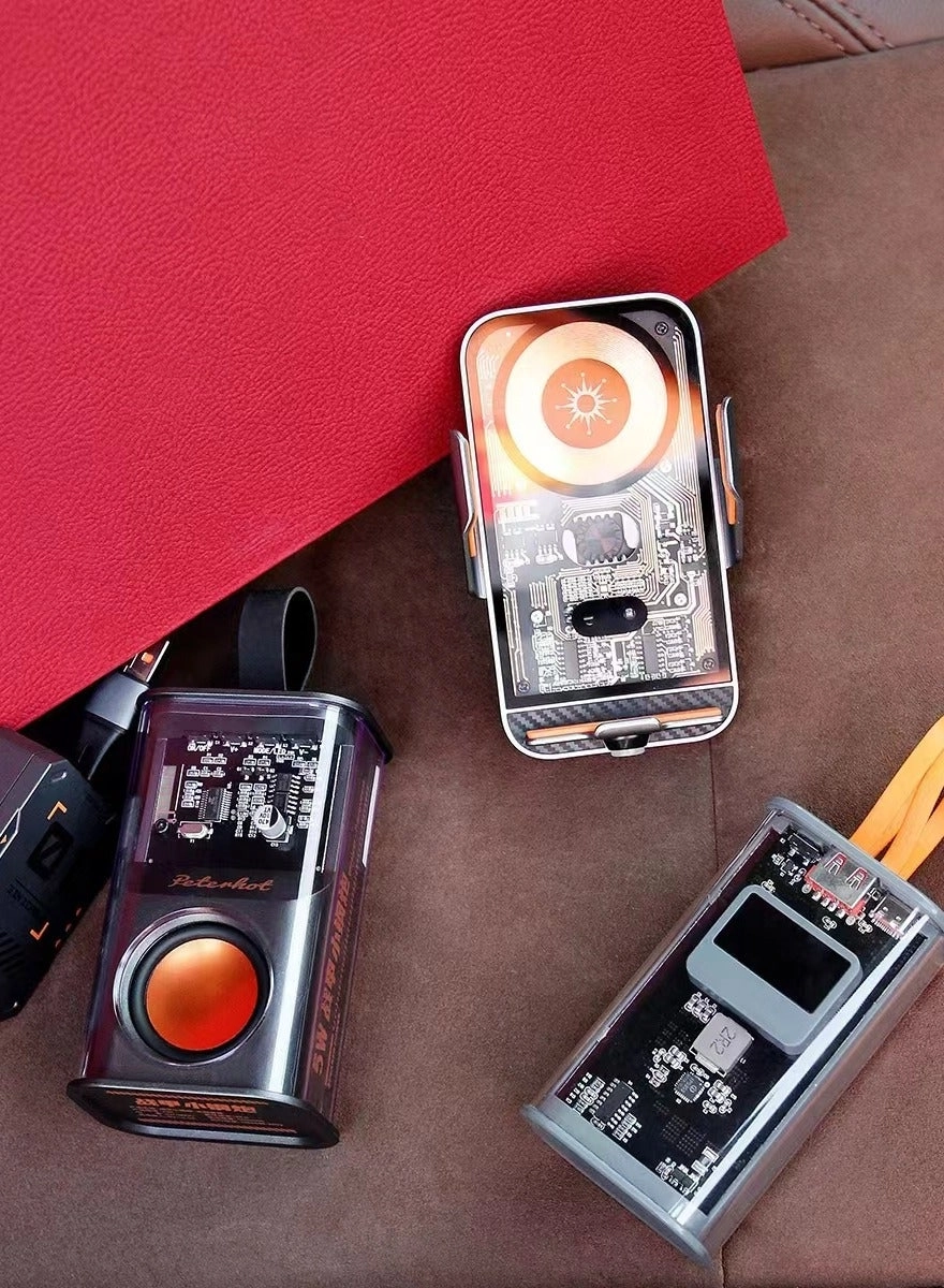 Power bank - 10000 mAh + Portable Bluetooth Speaker - 5 W + car Wireless charger - 15W + 3in1 usb Cable