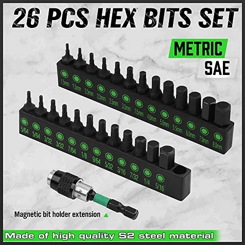Hex Head Allen Wrench Drill Bit Set - 1/4 inch hex