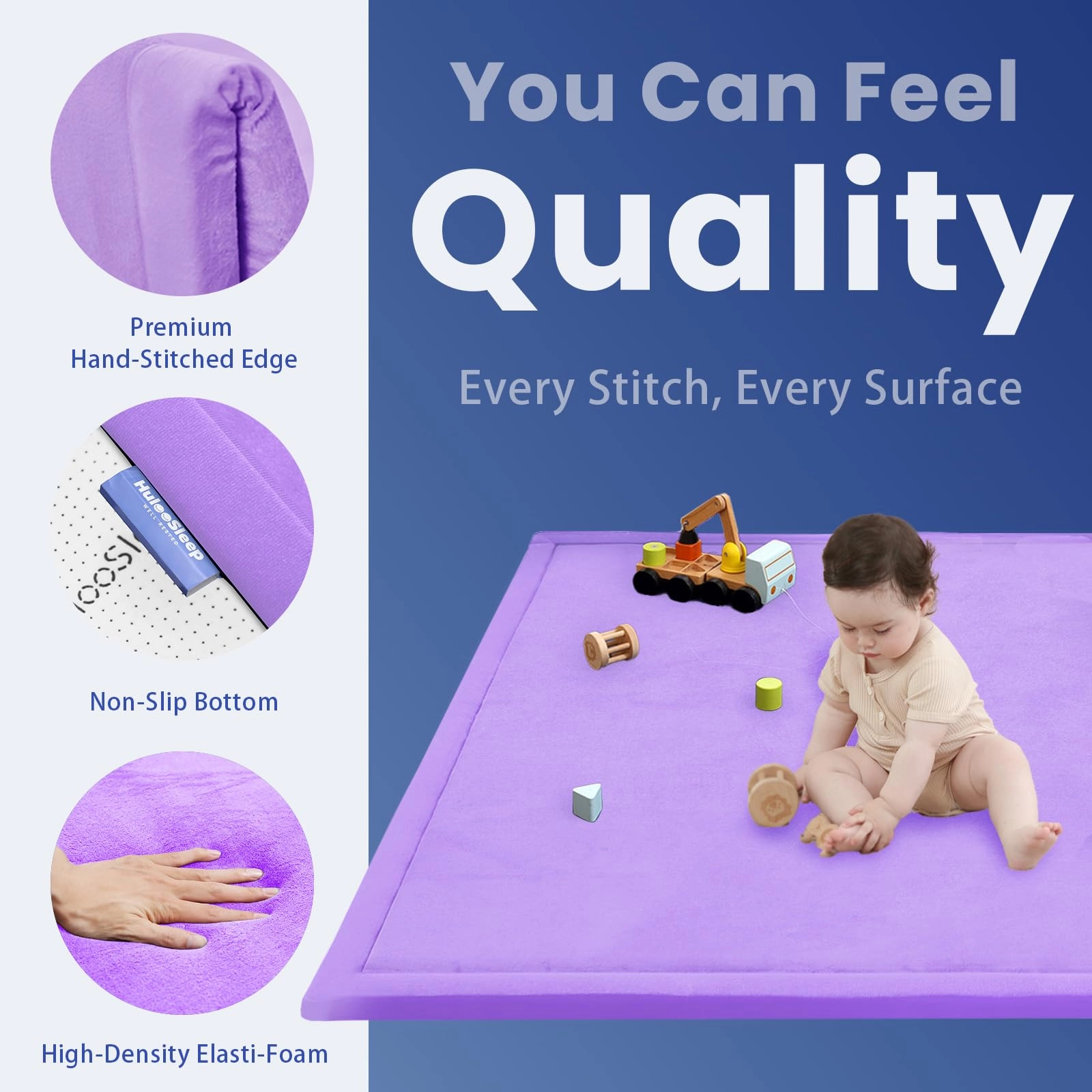 Baby Activity Play Mat - 79"x118" 1.3" Thick Cream