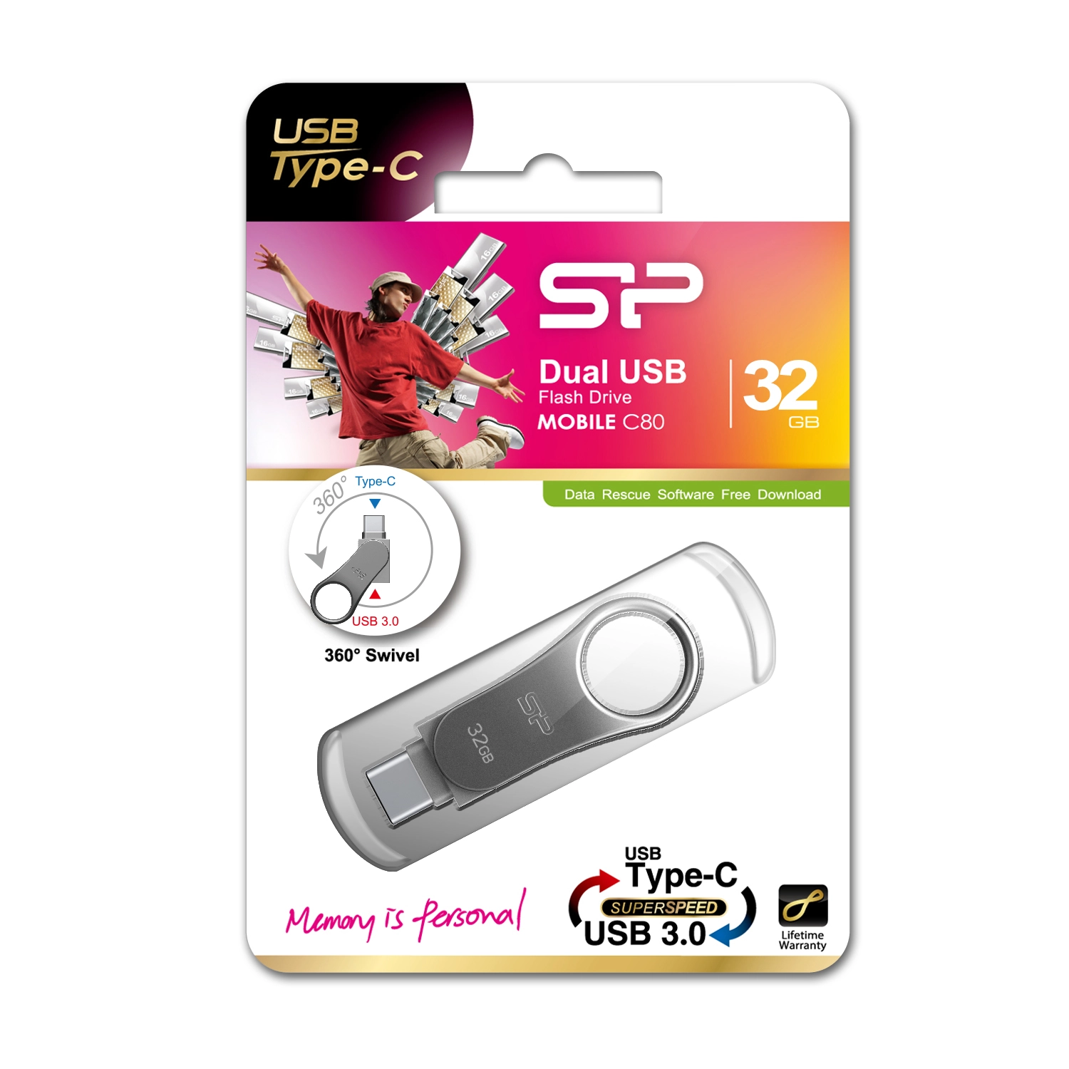 Mobile C80 - USB 3.0/3.2 Gen 1 Type C & Type A 32GB
