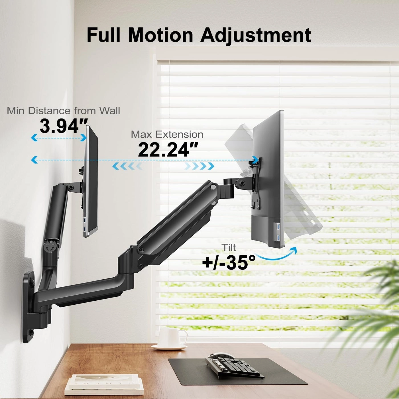 Dual Monitor Wall Mount - 17-32 Inch VESA 75x75/100x100