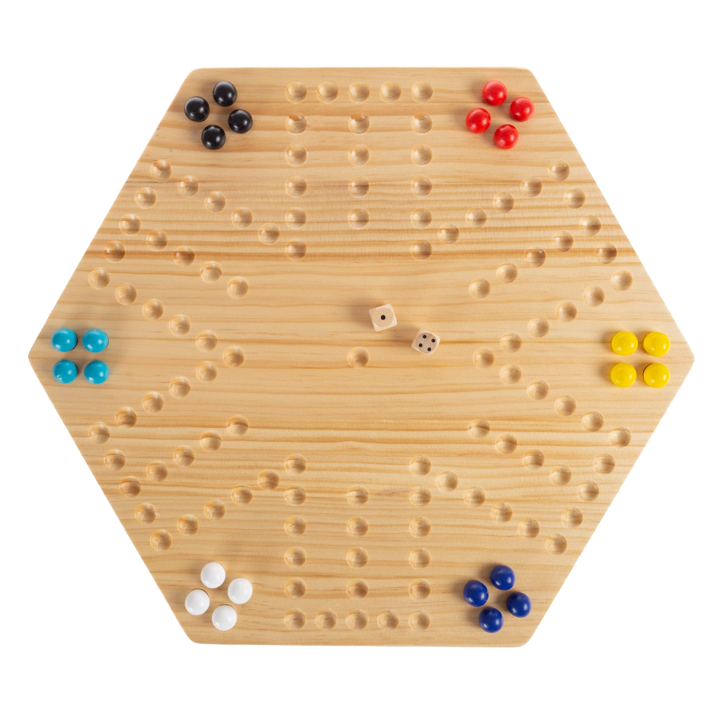 Hey! Play! Classic Wooden Strategic Thinking Game - Complete Set Board 24 Colored Marbles