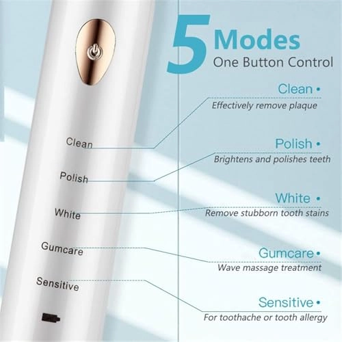 Sonic Electric Toothbrush - 4 Brush Heads 5 Cleaning Modes IPX7