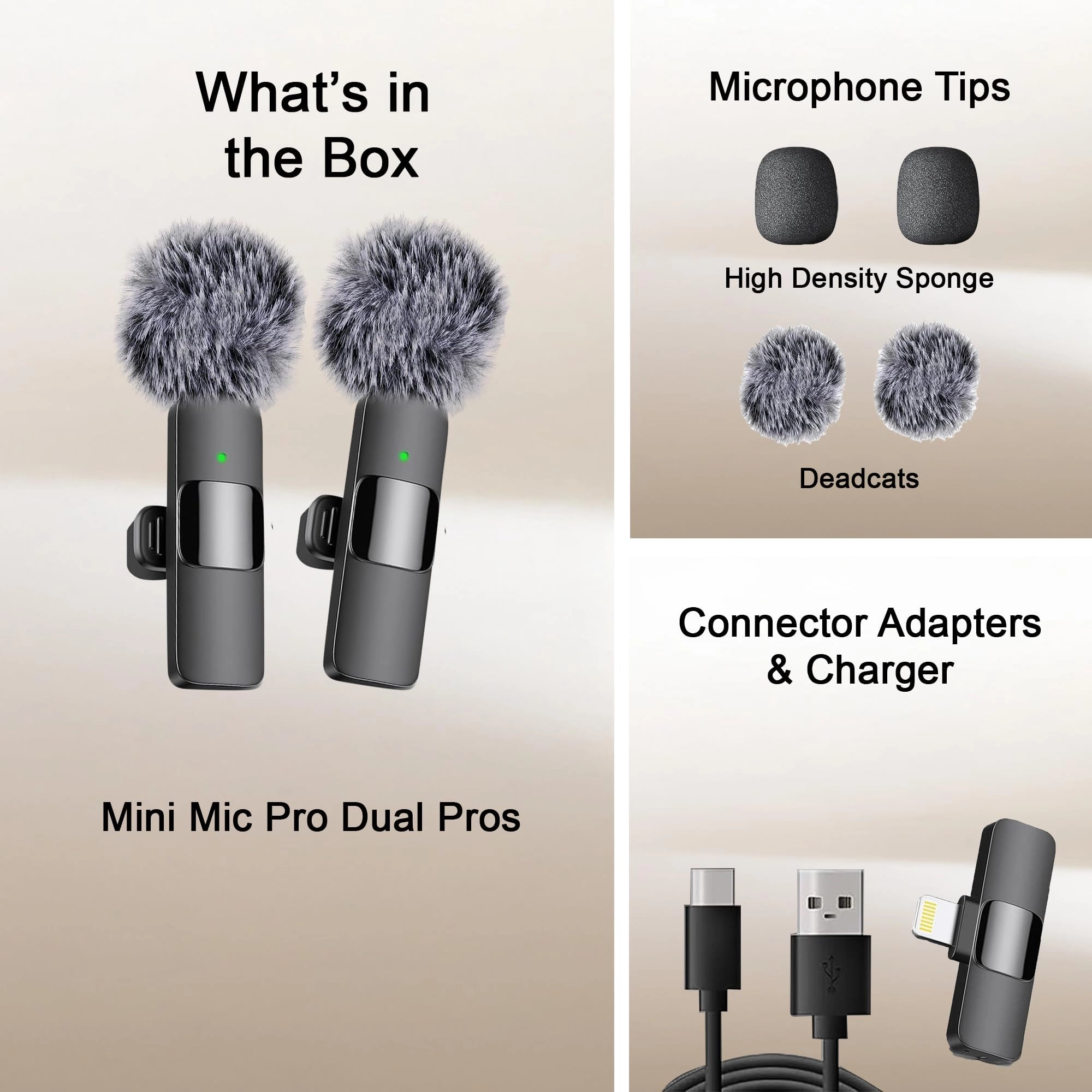 mini-mic-pro Wireless+Lightning+USB Microphone 2 Pack