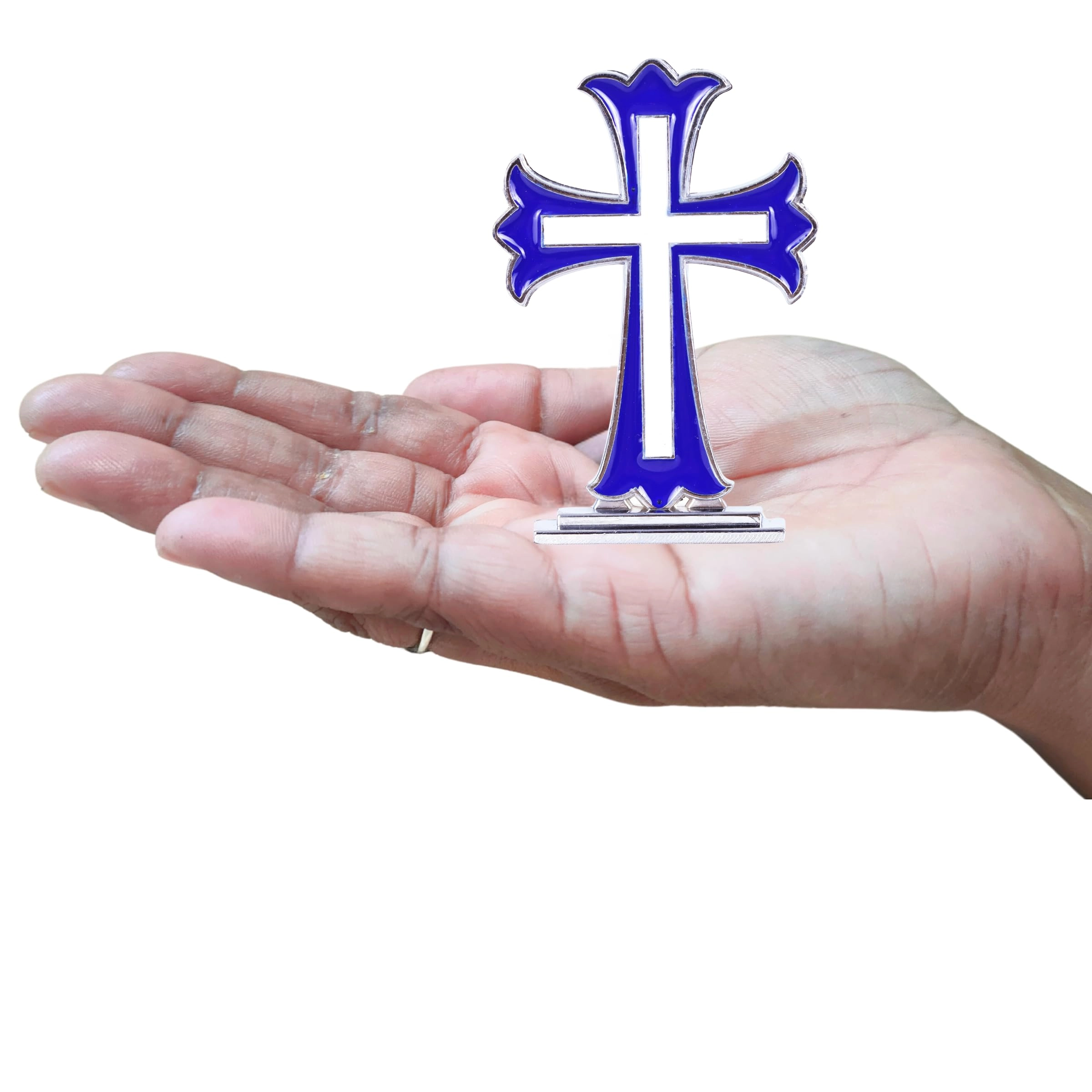 anciently Jesus Cross For Car Dashboard - Metal Red Colour