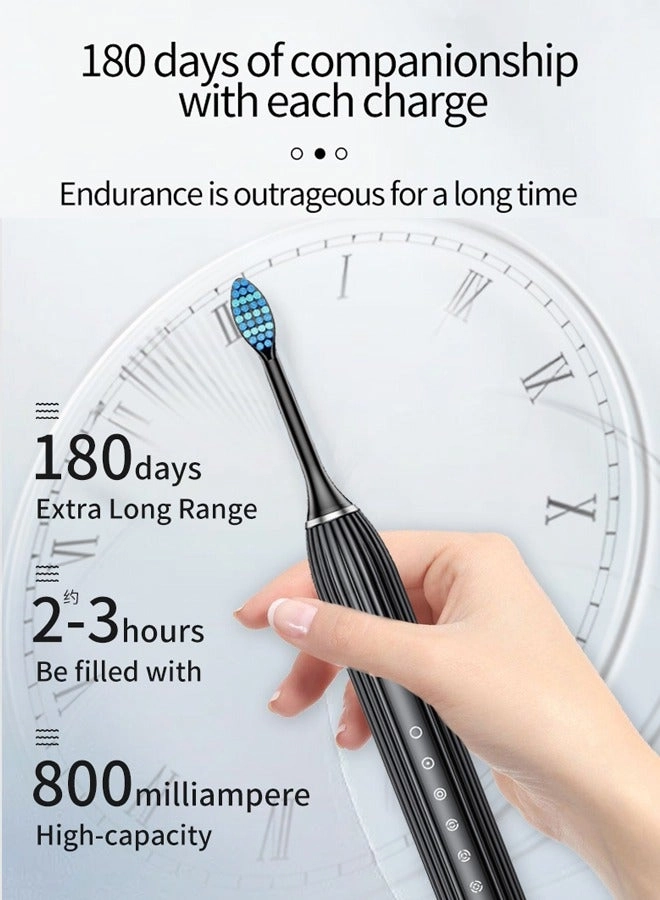 Sonic Electric Toothbrush - 10 Brush Heads Travel Case 180 Days on a Single Charge