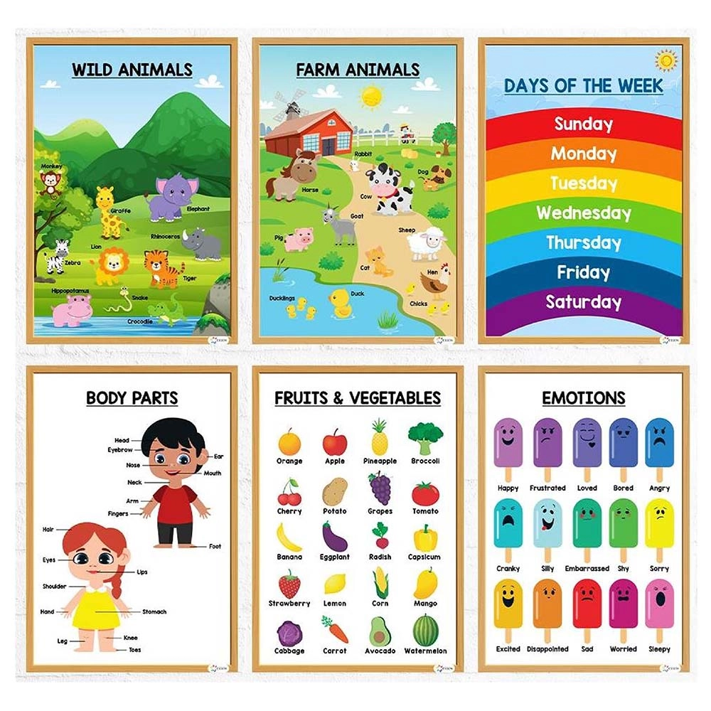 Arabic Educational Preschool Posters Chart - thick paper card 44.6 x 33 x 0.9 cm