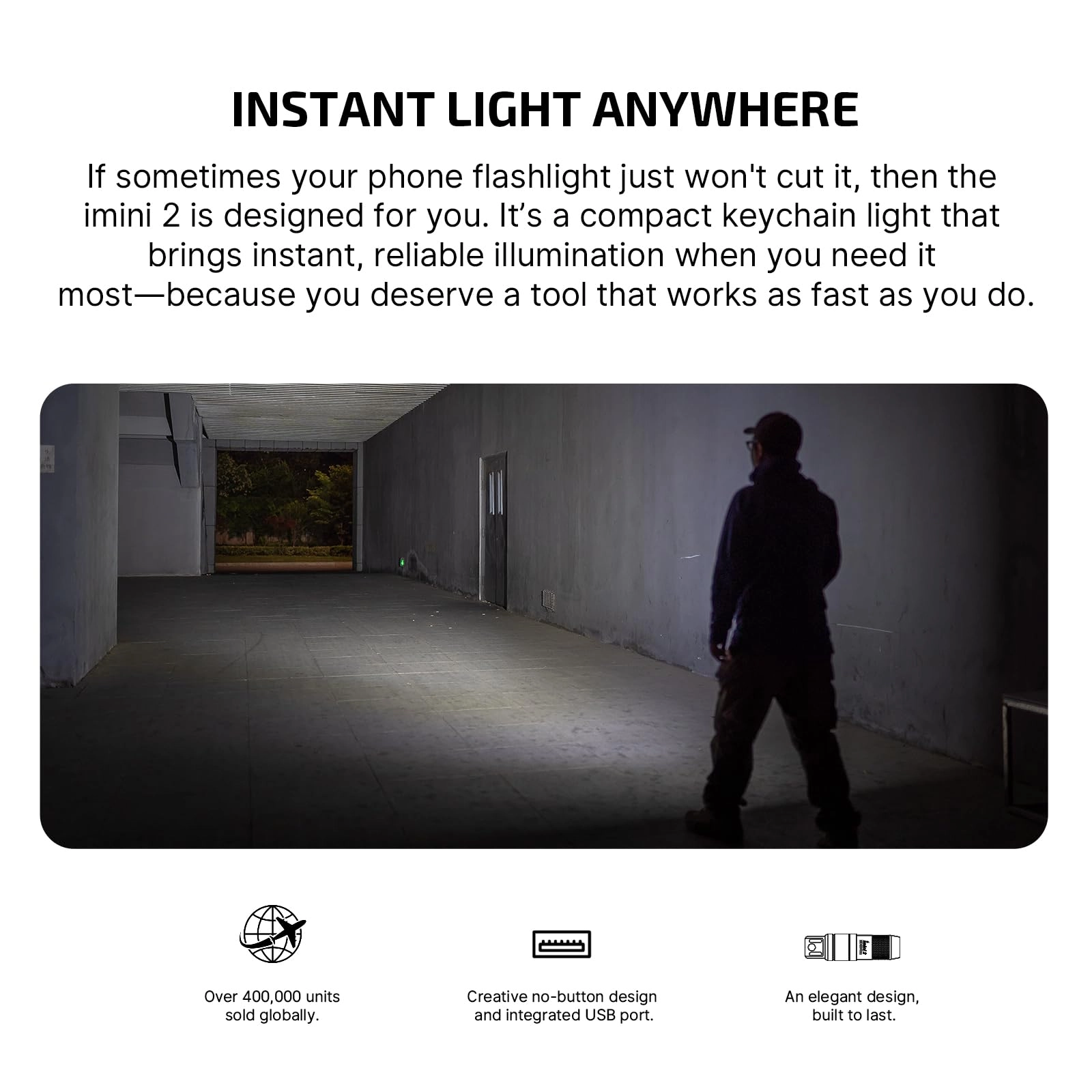 IMINI 2 Keychain Flashlight Rechargeable (50lm)