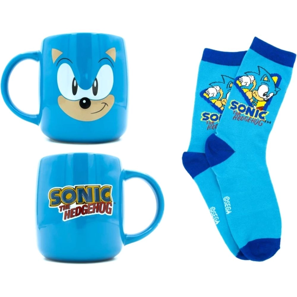 FIZZ Sonic the Hedgehog Mug - 250 ml + Sonic Socks - One size fits most