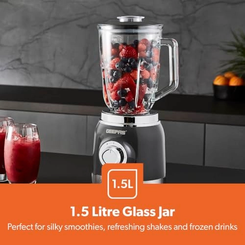 GSB44022UK - Glass Jug, 5 Speed with Pulse, Stainless Steel Blades