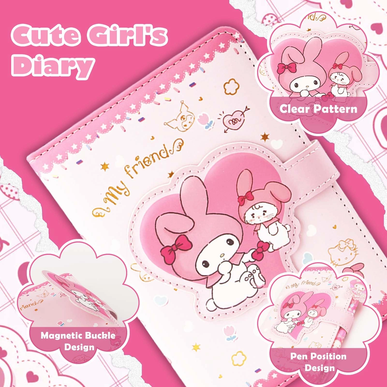 Me-lody Diary Book - PU leather Magnetic Clasp 95 pages