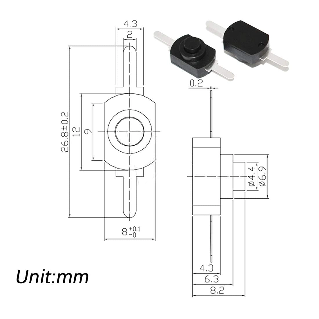 Mini ON/Off Switch - 50pcs DC 30V 1A