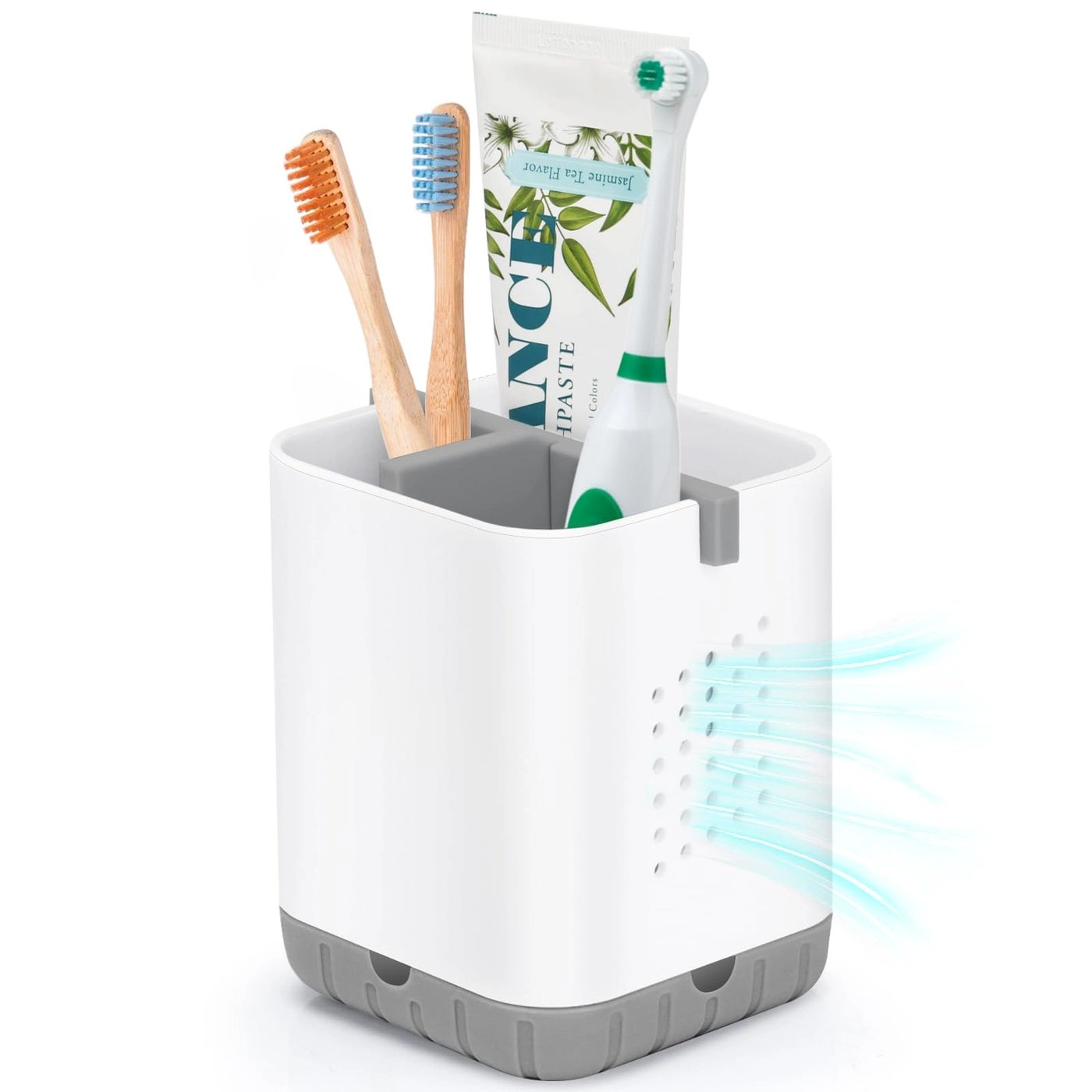 Toothbrush Holder - Black Bamboo Divider