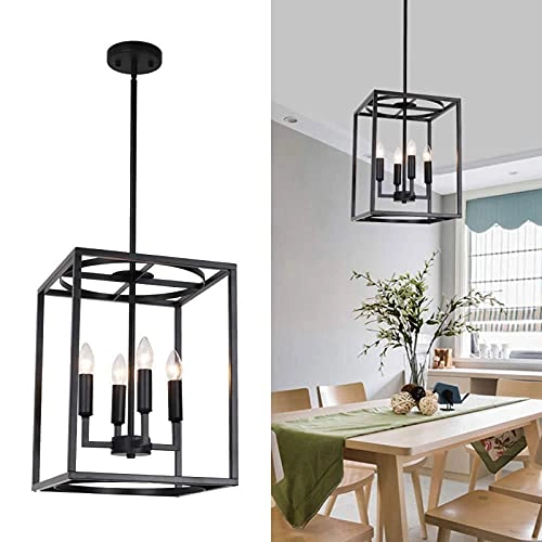 Vintage Chandeliers - Black 4-Lights Iron